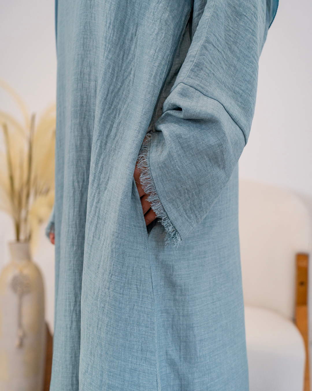Soft Linen Abaya | Blue